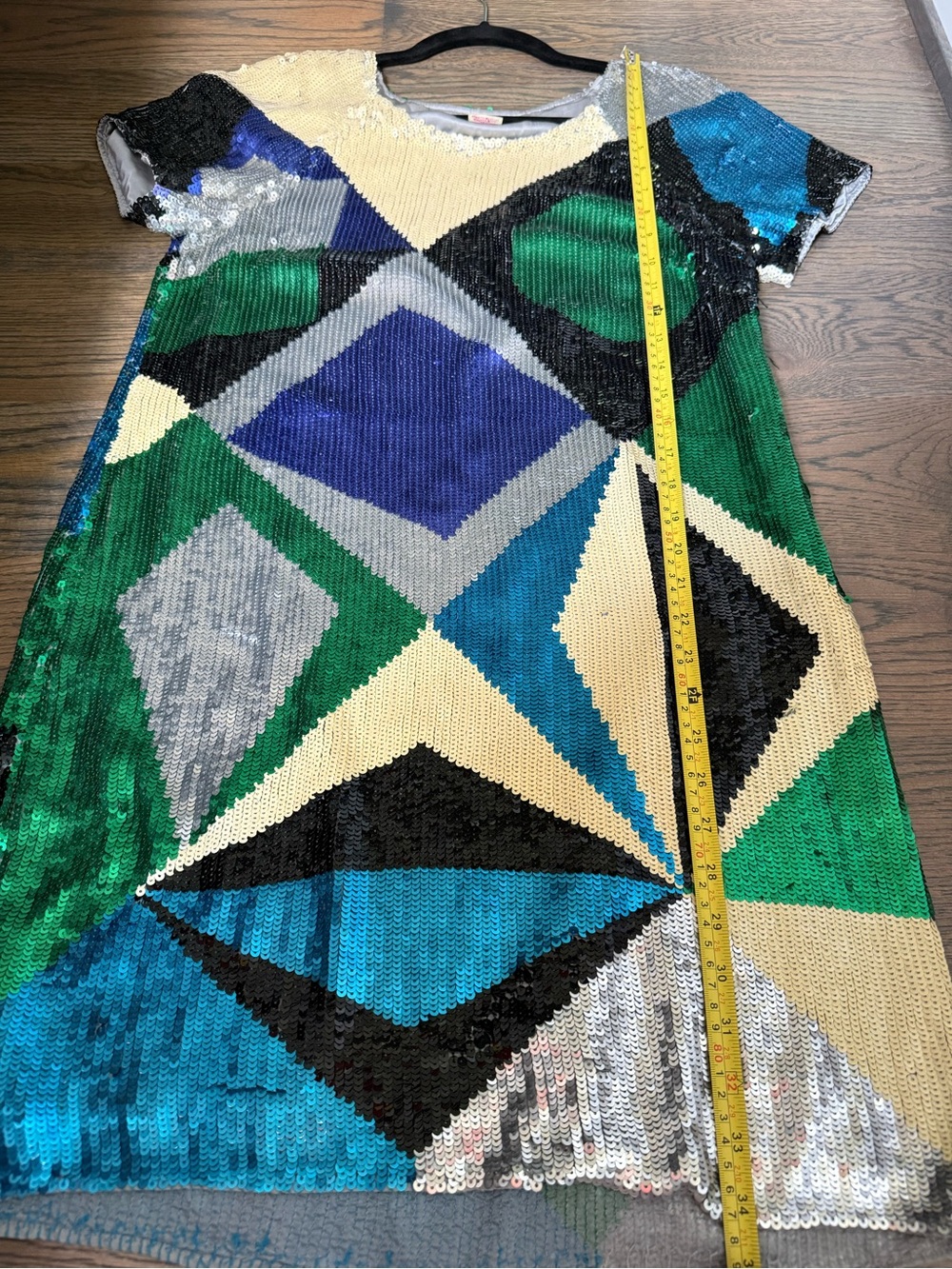 Catherine Malandrino Gold, Green & Black Sequin Dress, like new size 10. - Picture 6 of 6